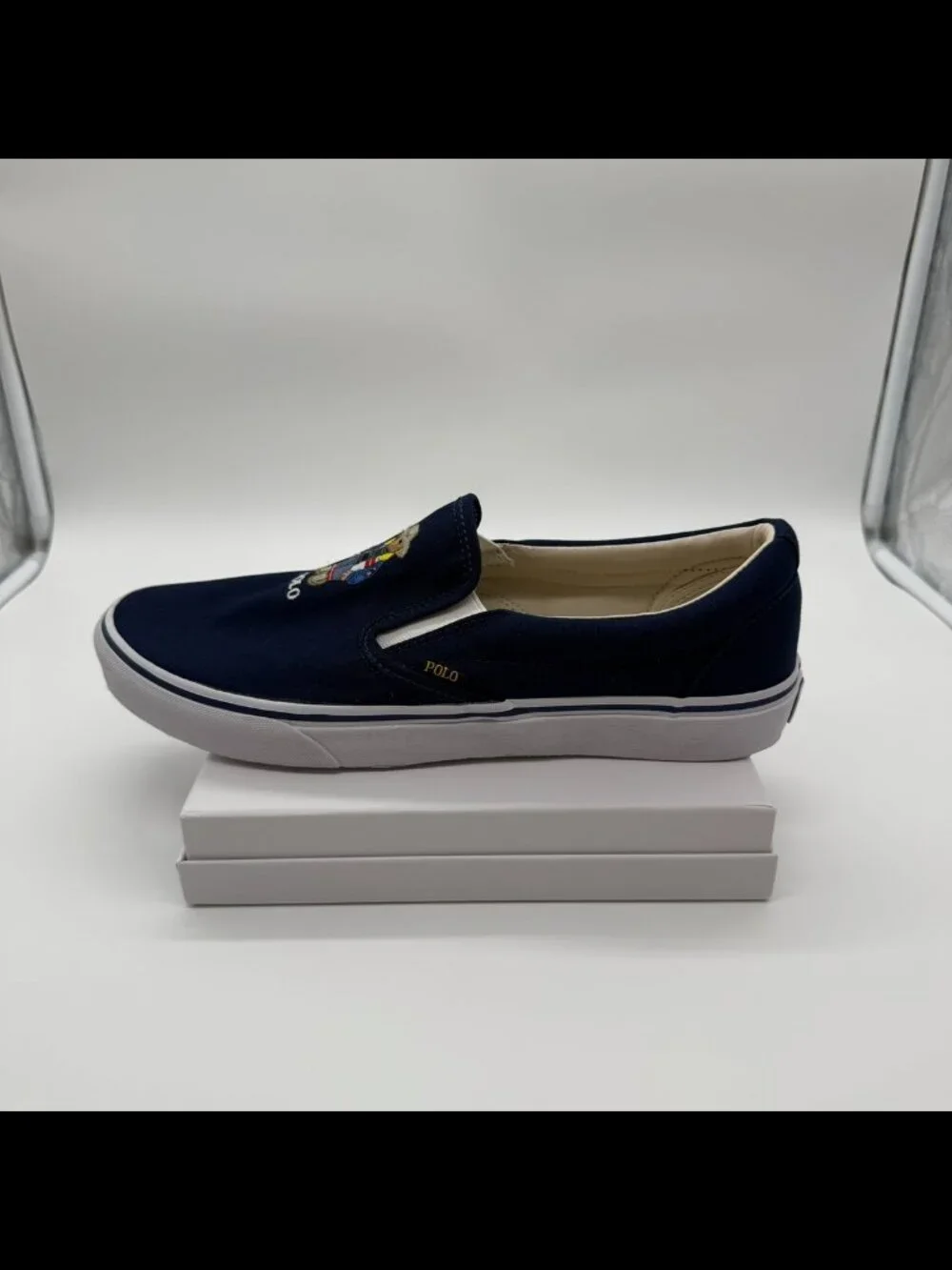 POLO RALPH LAUREN Keaton Bear Slip-On Sneaker Men's Size 11 Navy